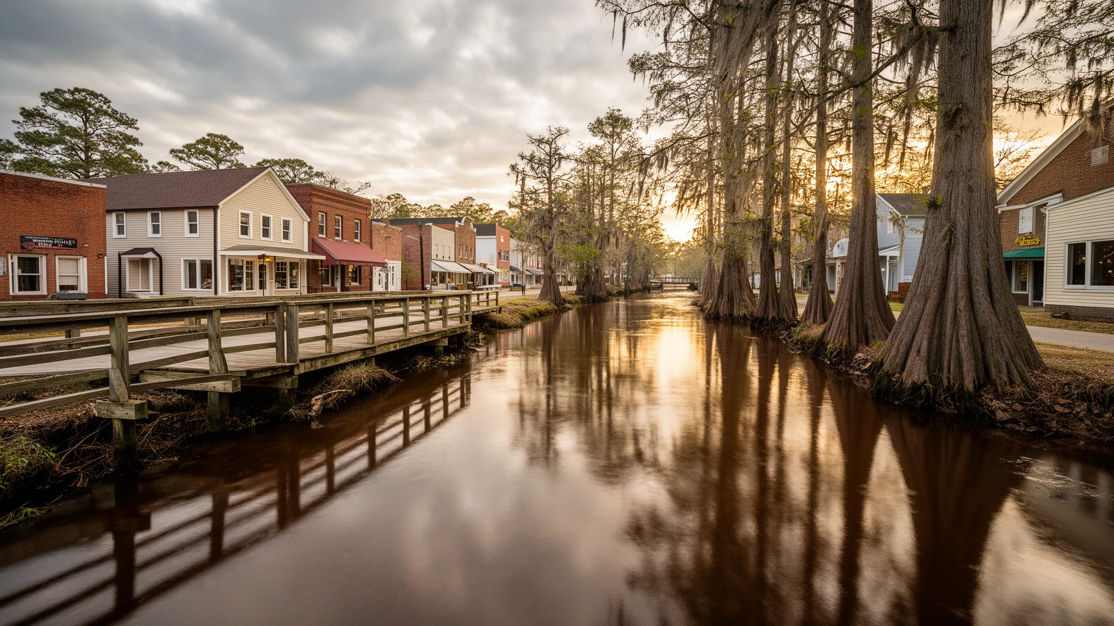 The Scuppernong River in downtown Columbia, North Carolina