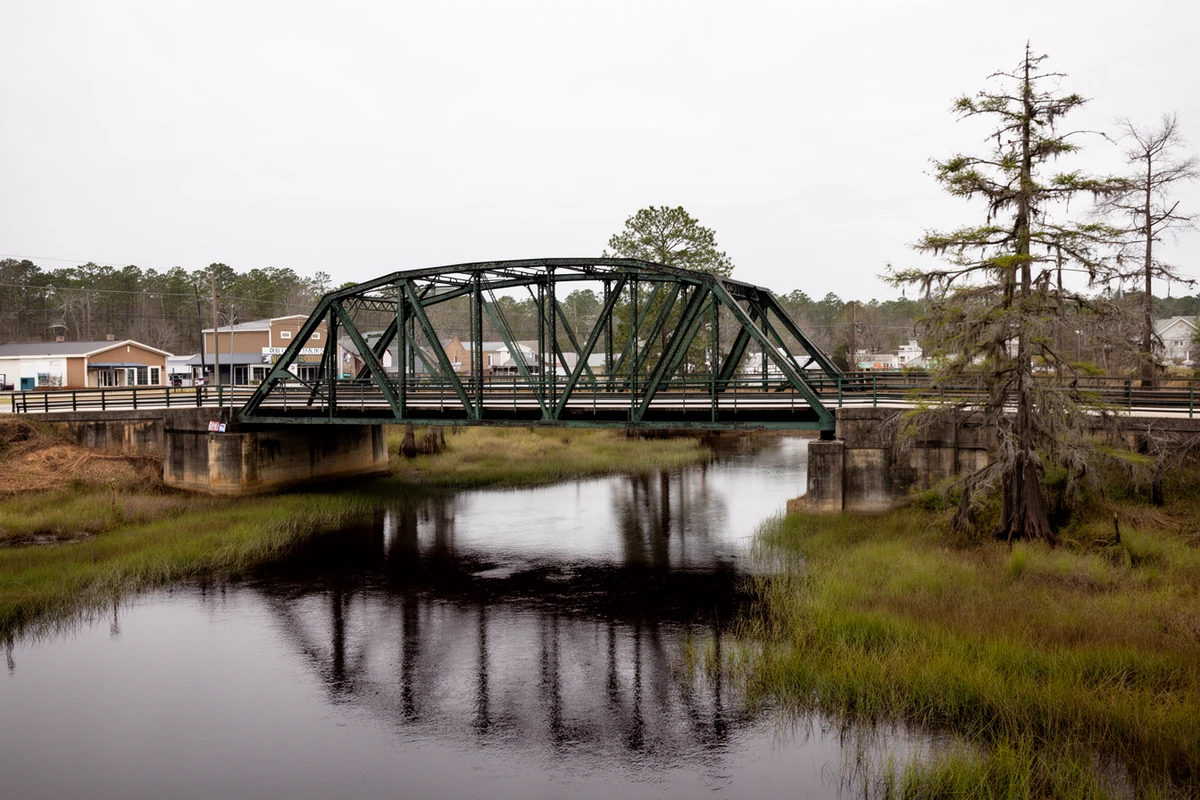 The 1926 Scuppernong River swing bridge in downtown Columbia